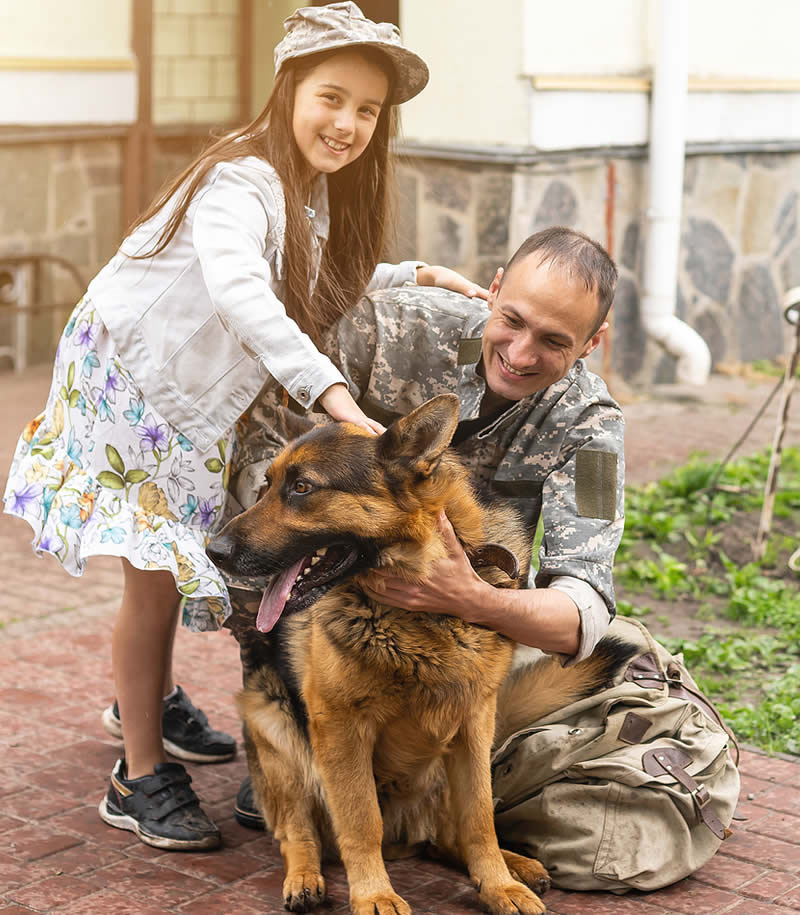 Dog with military family